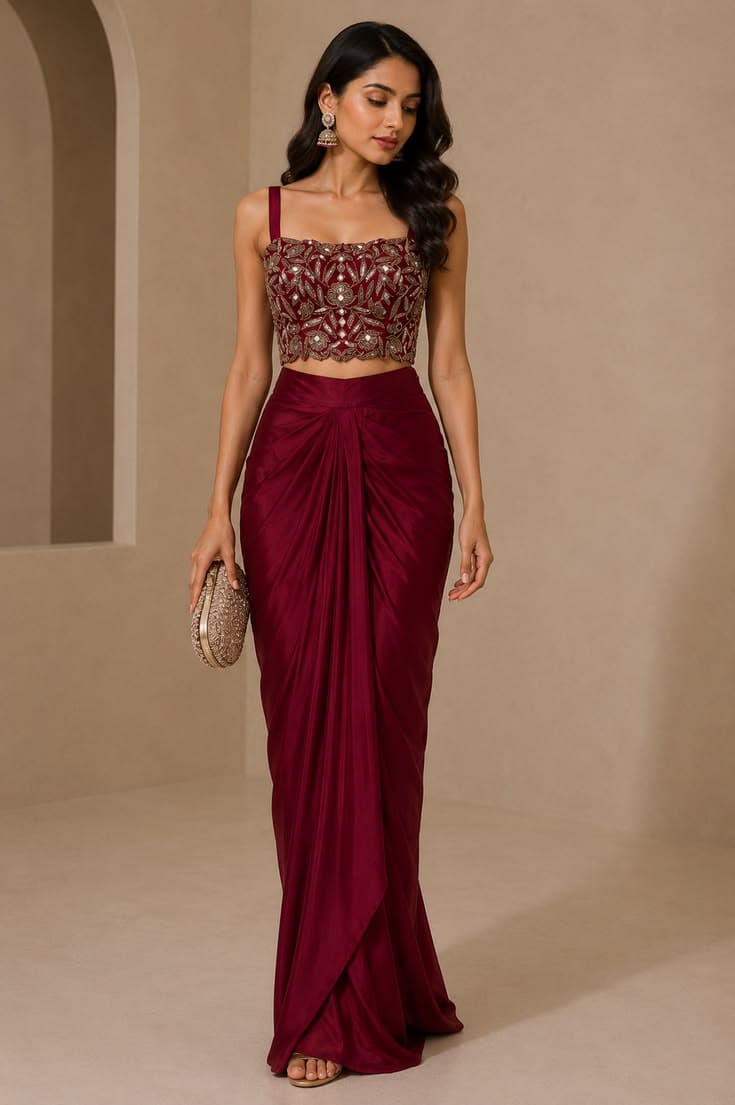 Drape Indo Western Skirt