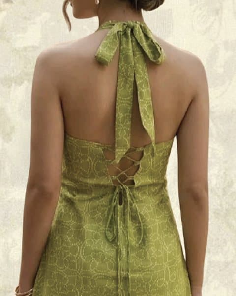 Green halter-neck dress