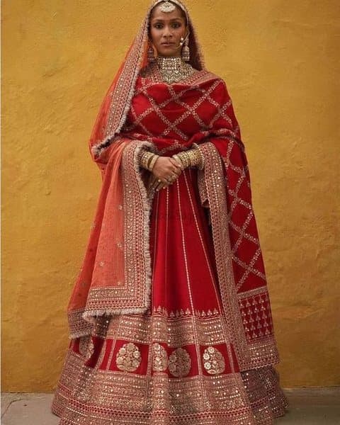 Traditional red bridal lehenga
