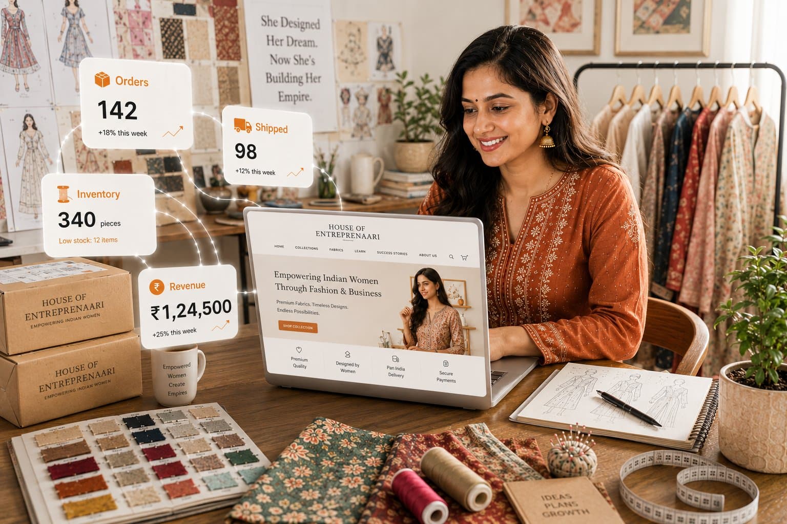 portfolio.skillinabox.in — learner's online boutique with orders, revenue and inventory